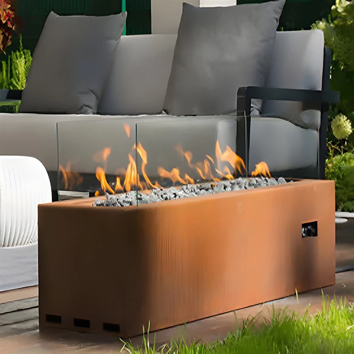 Outdoor Corten Steel Propane Fire Pit Table