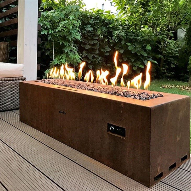 Outdoor Corten Steel Propane Fire Pit Table