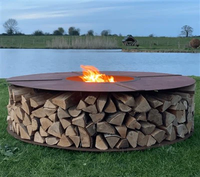 Tábla Firepit Corten Le Stóráil Adhmaid